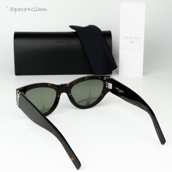 Saint Laurent Women Sunglasses Havana Green Cat Eye SLM94 008 BRAND NEW - Picture 10 of 13